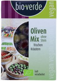 bio-verde Oliven-Mix ohne Stein mariniert mit frischen Kräutern 150g